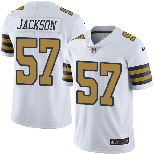 Youth Limited Rickey Jackson Nike Jersey White - #57 Rush NFL New Orleans Saints